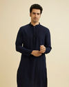 Indigo Blue Self Striped Texture Kurta